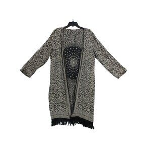 MNG Collection BOHO Light Open-Front Kimono Cardigan With Fringe Hem XL